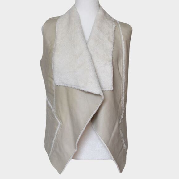 BLANK NYC Faux Leather Fur Lined Vest Cream Size S - Picture 1 of 6